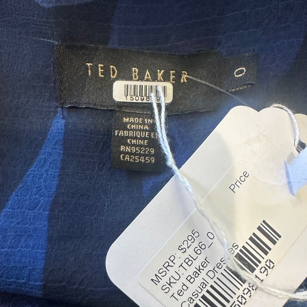 Ted Baker Blue Rose Mini Wrap Dress SIZE 0 Party Special Occasion Cocktail $300 - Picture 10 of 10